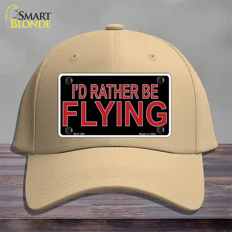 Rather Be Flying Novelty License Plate Hat Cotton / Khaki