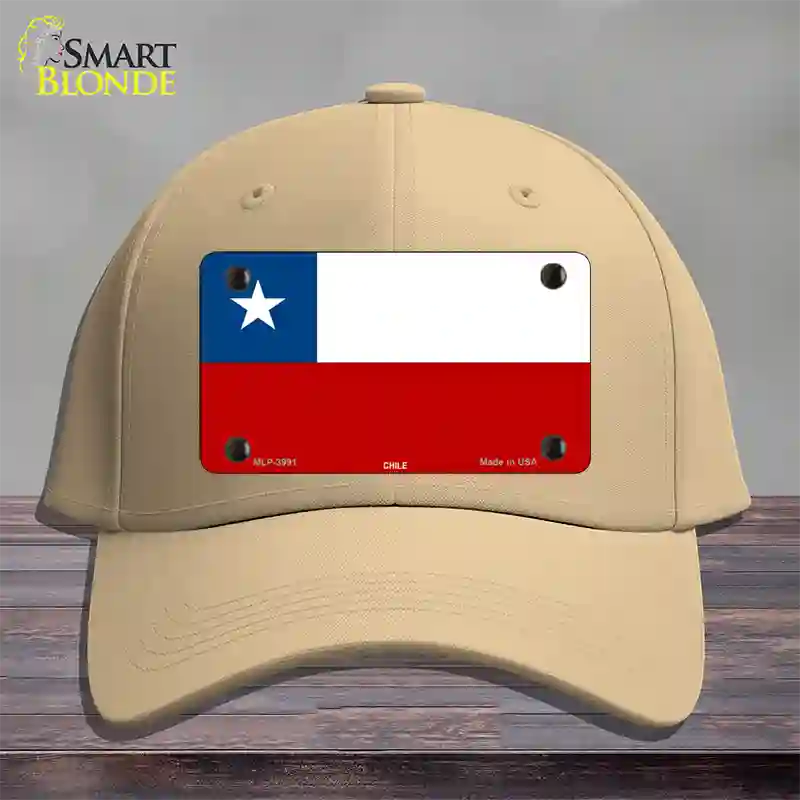 Chile Flag Novelty License Plate Hat Cotton / Khaki