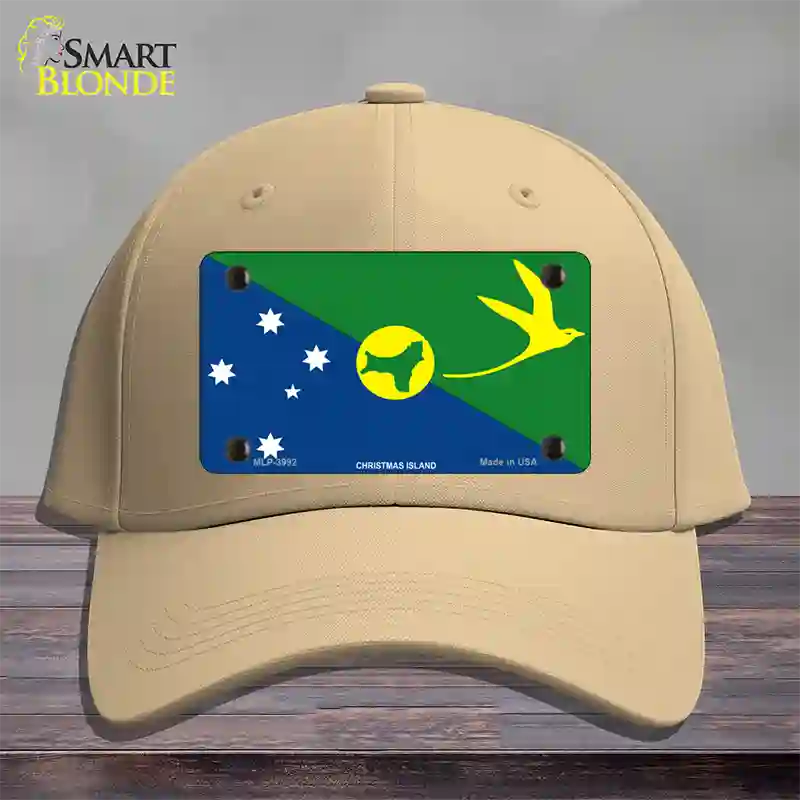 Christmas Island Flag Novelty License Plate Hat Cotton / Khaki