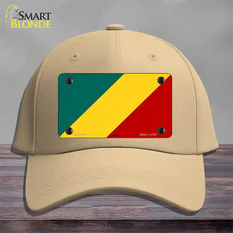 Congo Flag Novelty License Plate Hat Cotton / Khaki