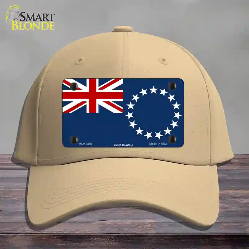 Cook Island Flag Novelty License Plate Hat Cotton / Khaki