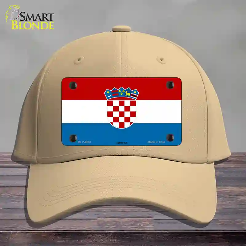 Croatia Flag Novelty License Plate Hat Cotton / Khaki