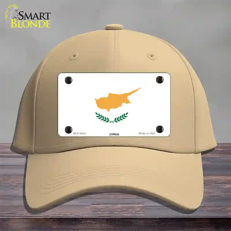 Cyprus Flag Novelty License Plate Hat Cotton / Khaki