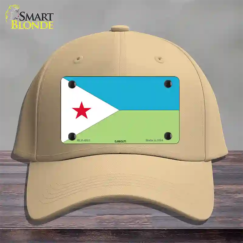 Djibouti Flag Novelty License Plate Hat Cotton / Khaki