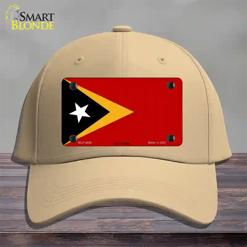 East Timor Flag Novelty License Plate Hat Cotton / Khaki