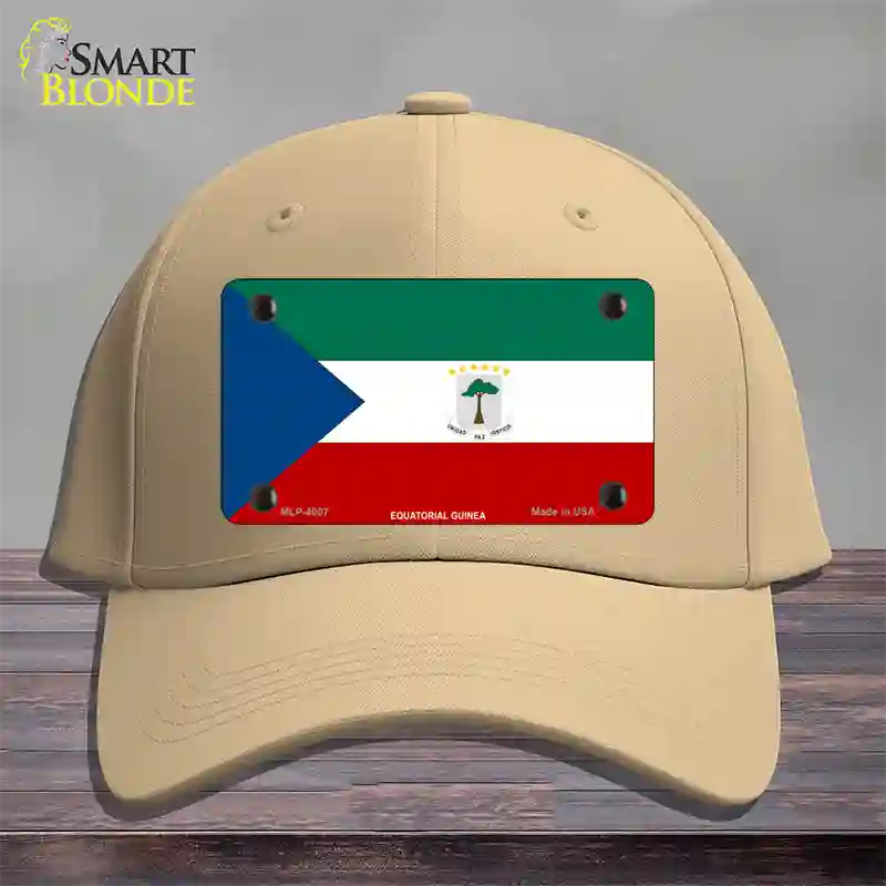 Equatorial Guinea Flag Novelty License Plate Hat Cotton / Khaki