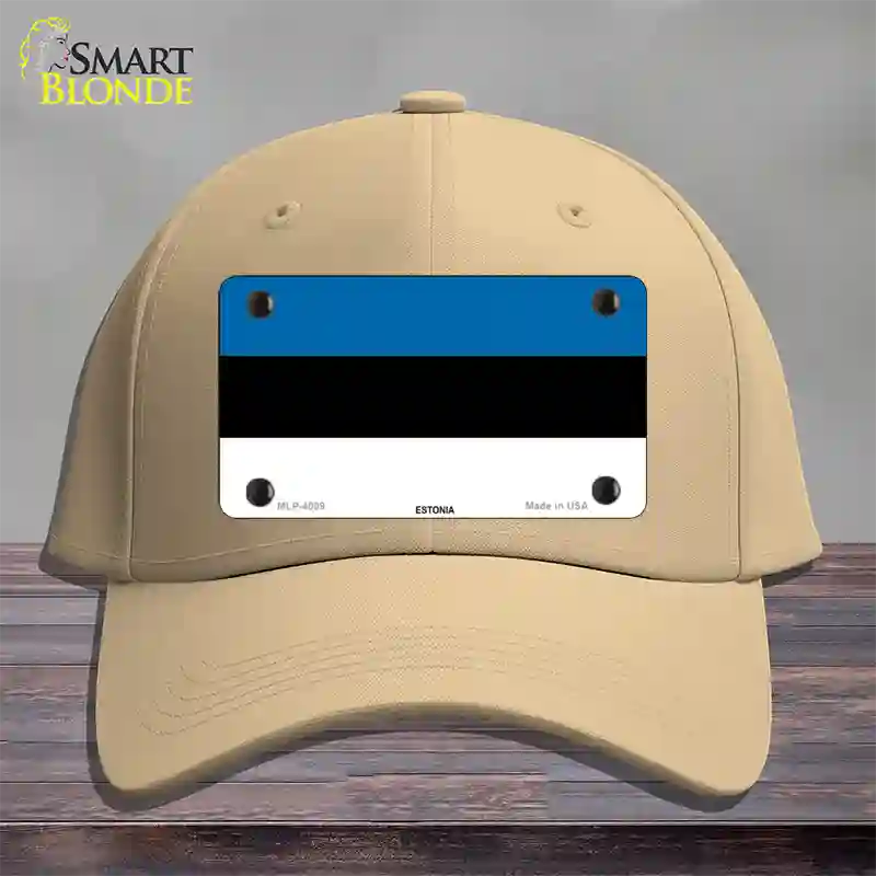 Estonia Flag Novelty License Plate Hat Cotton / Khaki