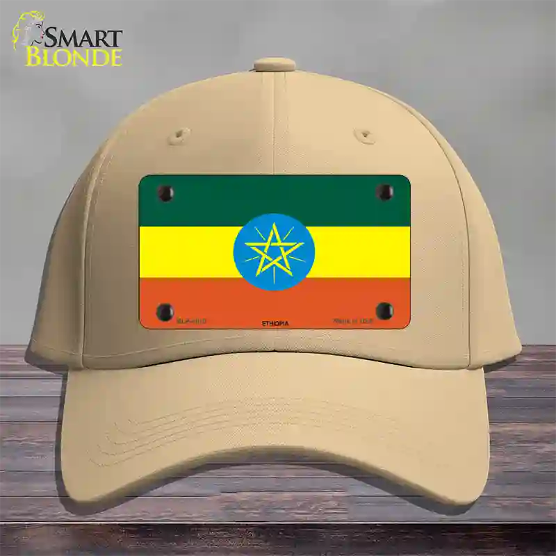 Ethiopia Flag Novelty License Plate Hat Cotton / Khaki