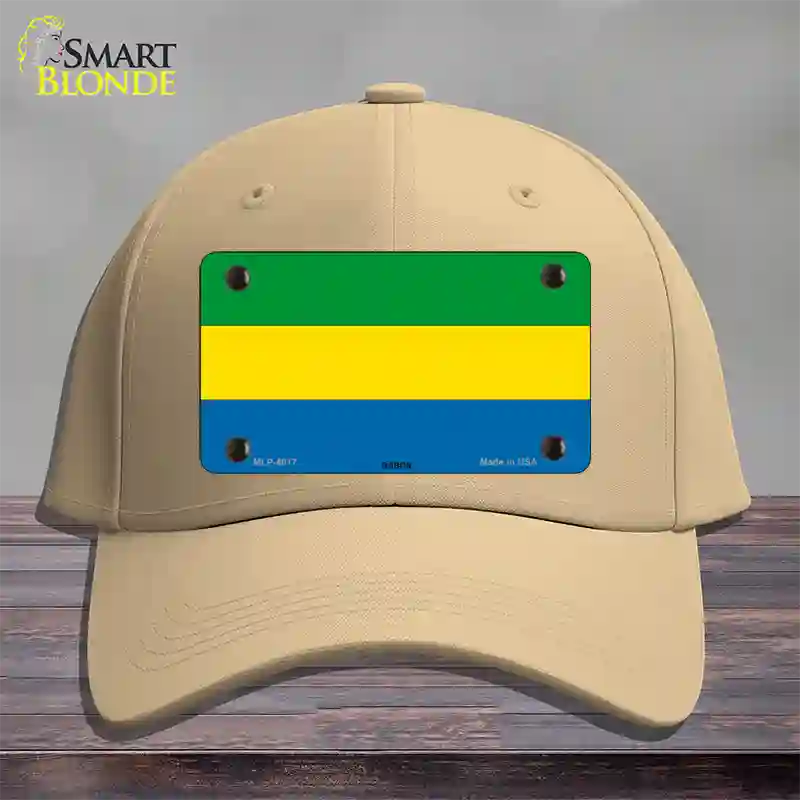 Gabon Flag Novelty License Plate Hat Cotton / Khaki