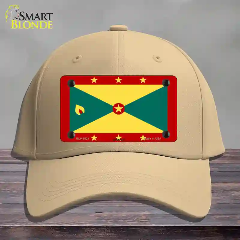 Grenada Flag Novelty License Plate Hat Cotton / Khaki