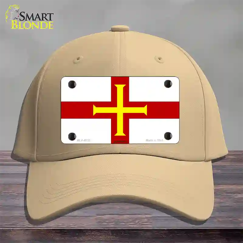 Guernsey Flag Novelty License Plate Hat Cotton / Khaki