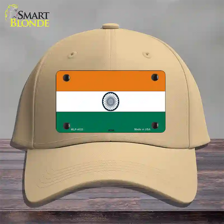 India Flag Novelty License Plate Hat Cotton / Khaki