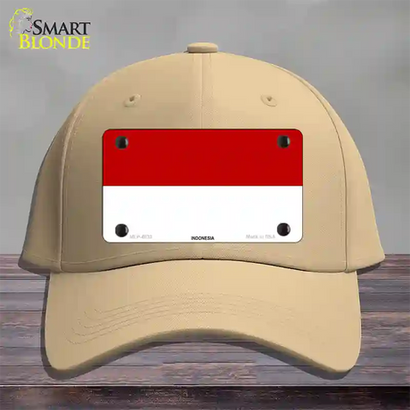 Indonesia Flag Novelty License Plate Hat Cotton / Khaki