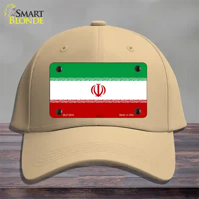 Iran Flag Novelty License Plate Hat Cotton / Khaki