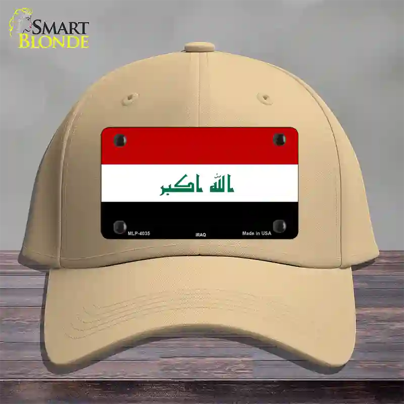 Iraq Flag Novelty License Plate Hat Cotton / Khaki