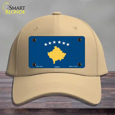 Kosovo Flag Novelty License Plate Hat Cotton / Khaki