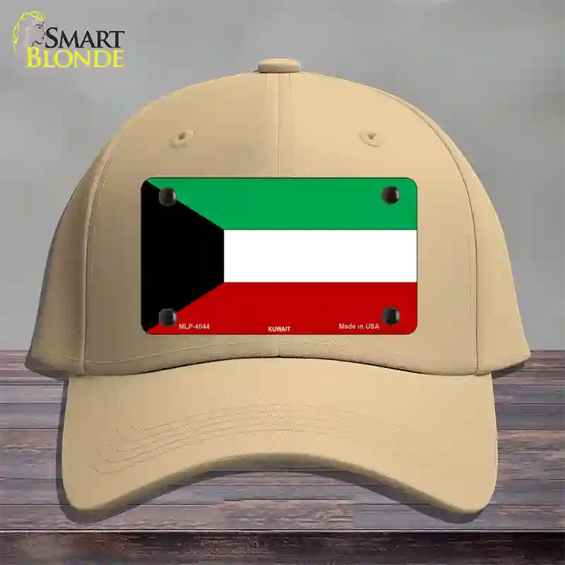 Kuwait Flag Novelty License Plate Hat Cotton / Khaki