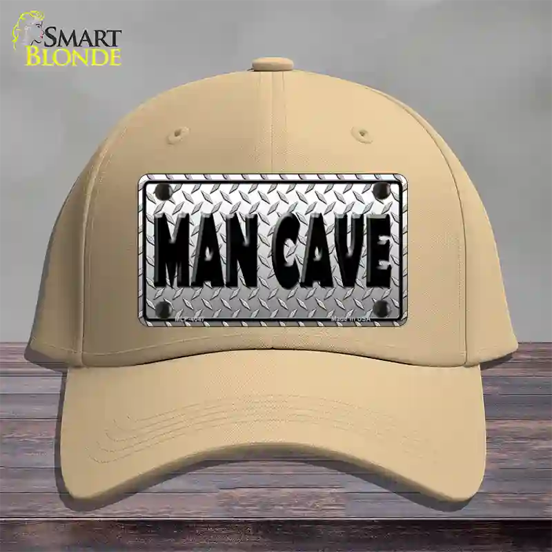 Man Cave Diamond Effect Novelty License Plate Hat Cotton / Khaki