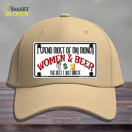 Money On Women And Beer Novelty License Plate Hat Cotton / Khaki