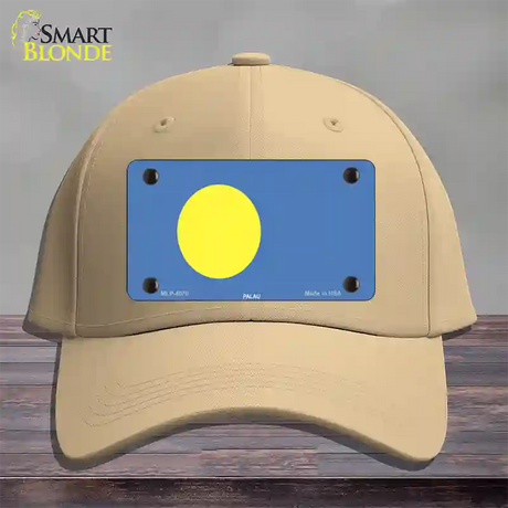 Palau Flag Novelty License Plate Hat Cotton / Khaki