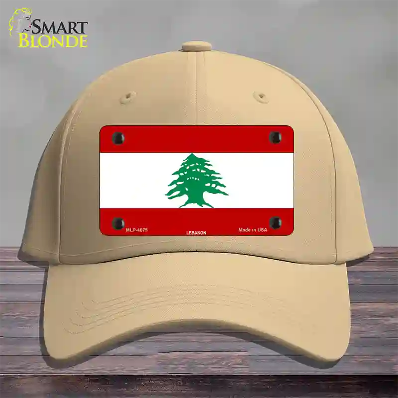 Lebanon Flag Novelty License Plate Hat Cotton / Khaki