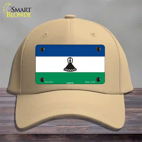 Lesotho Flag Novelty License Plate Hat Cotton / Khaki