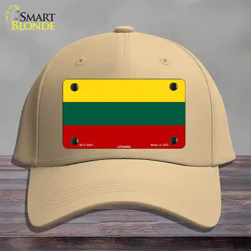 Lithuania Flag Novelty License Plate Hat Cotton / Khaki