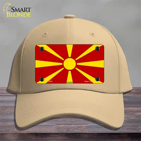 Macedonia Flag Novelty License Plate Hat Cotton / Khaki