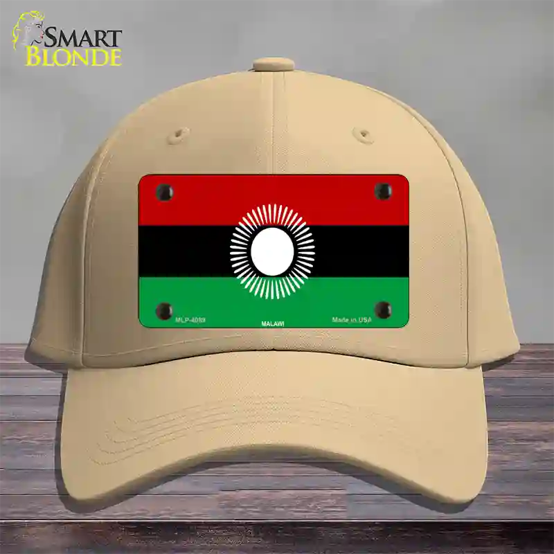 Malawi Flag Novelty License Plate Hat Cotton / Khaki