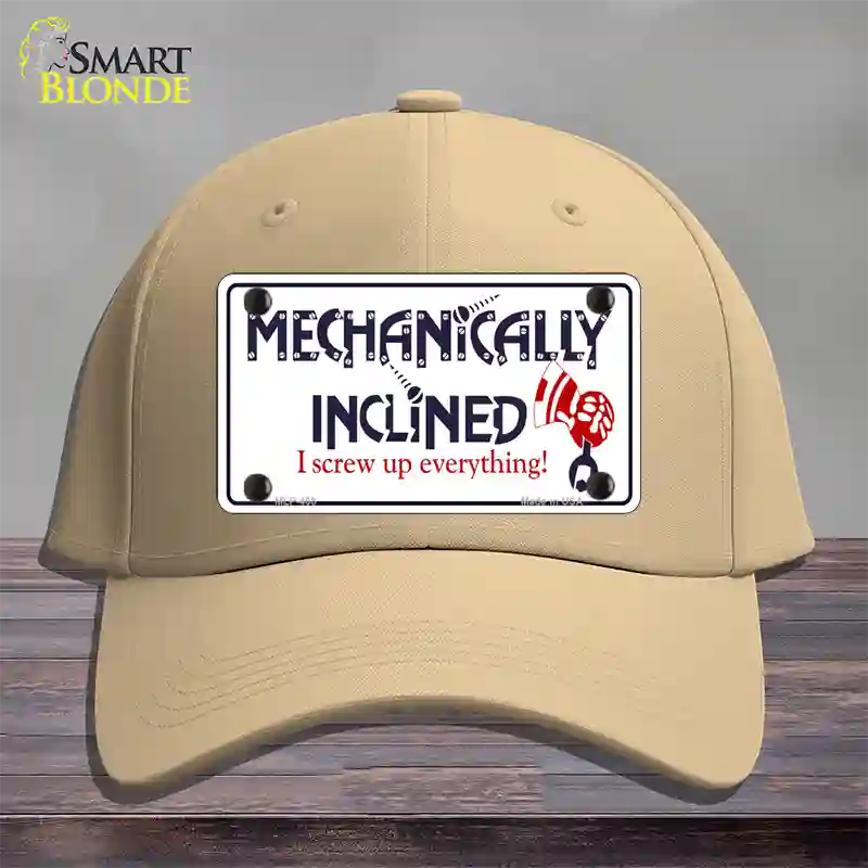 Mechanically Inclined Novelty License Plate Hat Cotton / Khaki