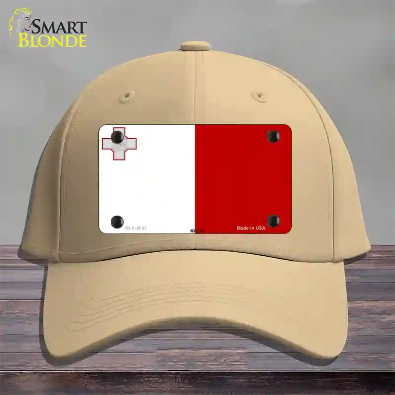 Malta Flag Novelty License Plate Hat Cotton / Khaki