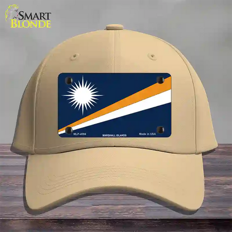 Marshall Islands Flag Novelty License Plate Hat Cotton / Khaki