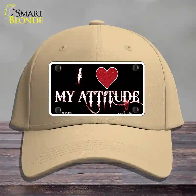 I Love My Attitude Novelty License Plate Hat Cotton / Khaki