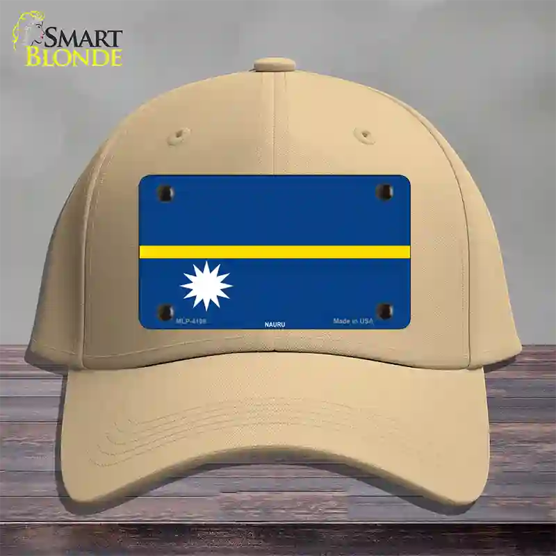 Nauru Flag Novelty License Plate Hat Cotton / Khaki