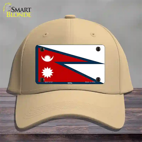 Nepal Flag Novelty License Plate Hat Cotton / Khaki