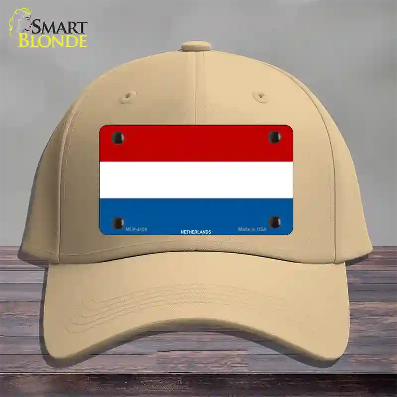 Netherlands Flag Novelty License Plate Hat Cotton / Khaki