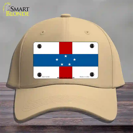 Netherlands Antilles Flag Novelty License Plate Hat Cotton / Khaki