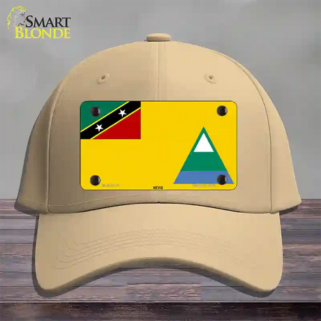 Nevis Flag Novelty License Plate Hat Cotton / Khaki