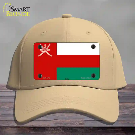 Oman Flag Novelty License Plate Hat Cotton / Khaki