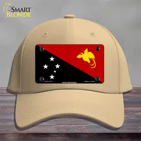 Papua New Guinea Flag Novelty License Plate Hat Cotton / Khaki