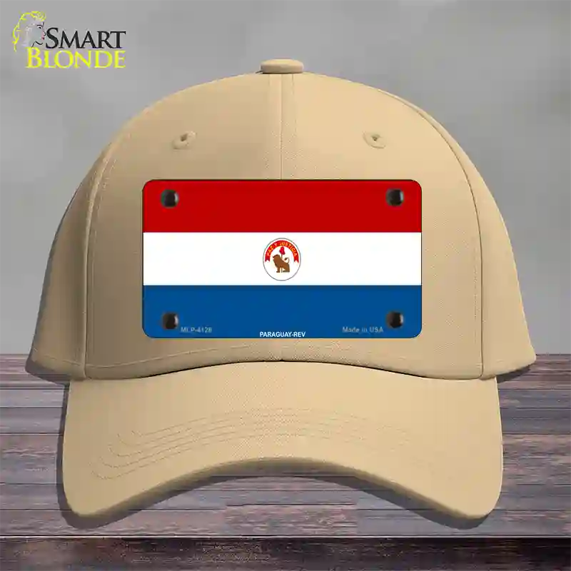 Paraguay-REV Flag Novelty License Plate Hat Cotton / Khaki