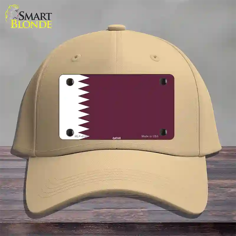 Qatar Flag Novelty License Plate Hat Cotton / Khaki