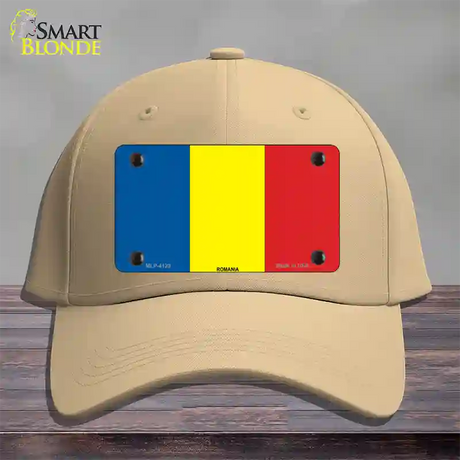 Romania Flag Novelty License Plate Hat Cotton / Khaki