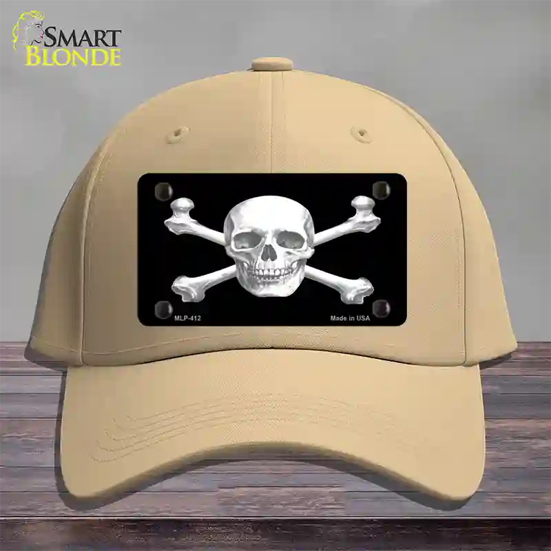 Skull And Cross Bones Novelty License Plate Hat Cotton / Khaki