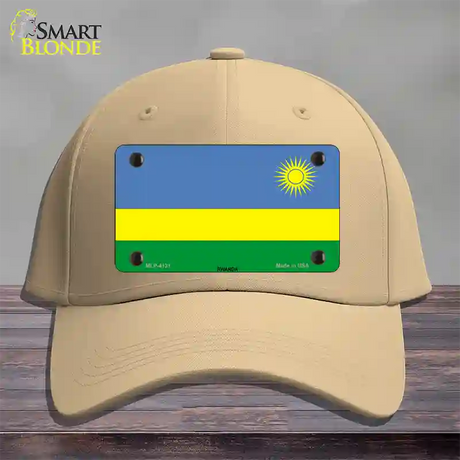 Rwanda Flag Novelty License Plate Hat Cotton / Khaki