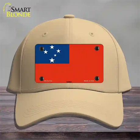 Samoa Flag Novelty License Plate Hat Cotton / Khaki