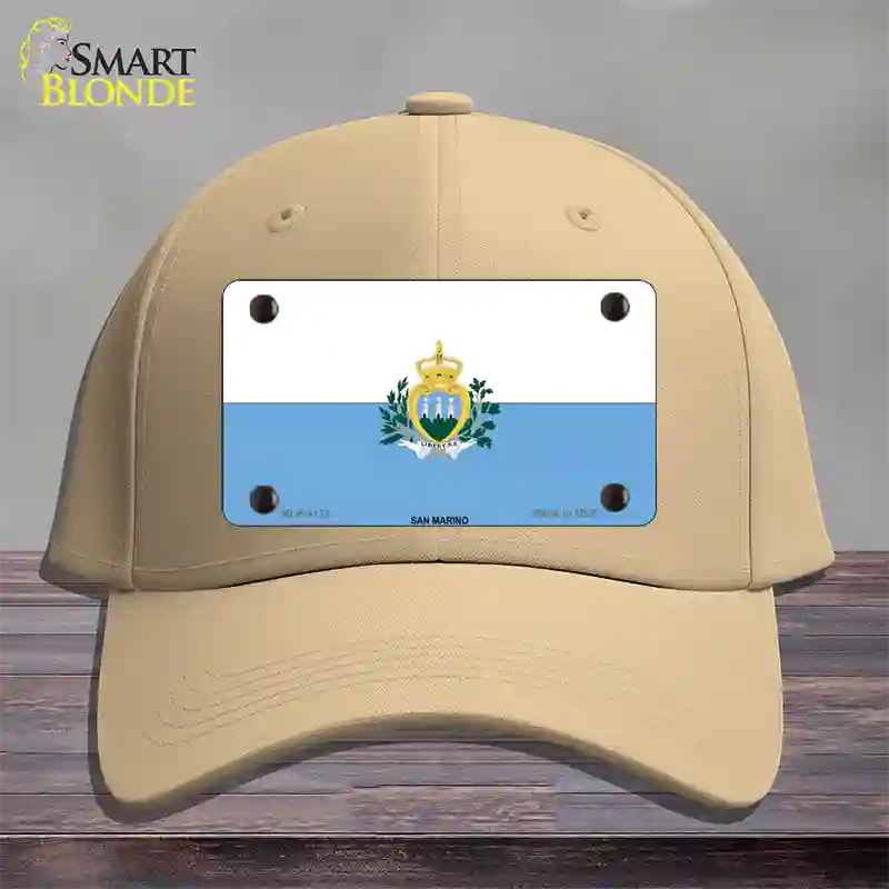 San Marino Flag Novelty License Plate Hat Cotton / Khaki