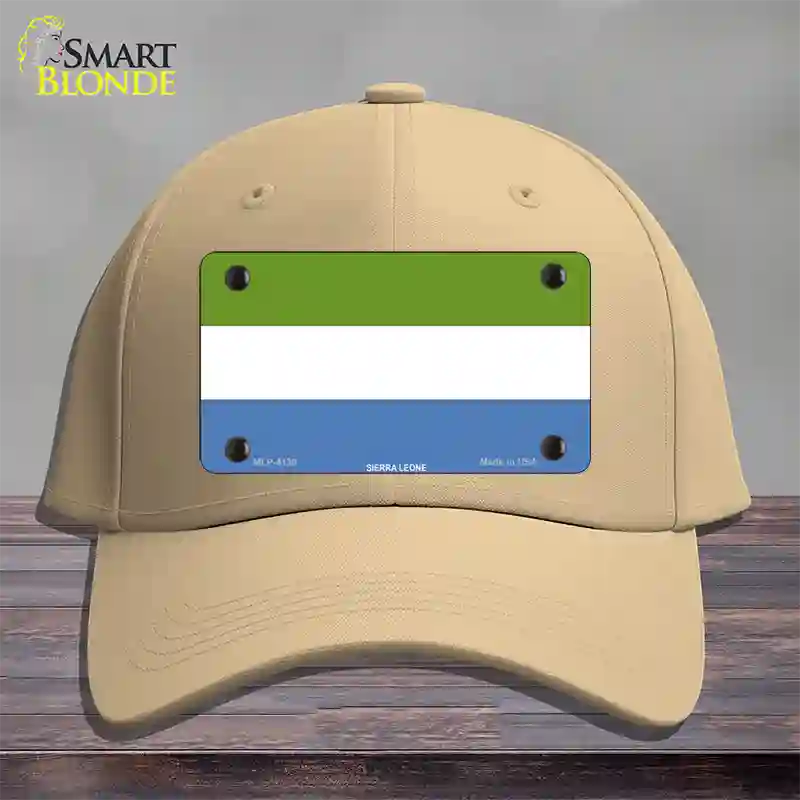 Sierra Leone Flag Novelty License Plate Hat Cotton / Khaki