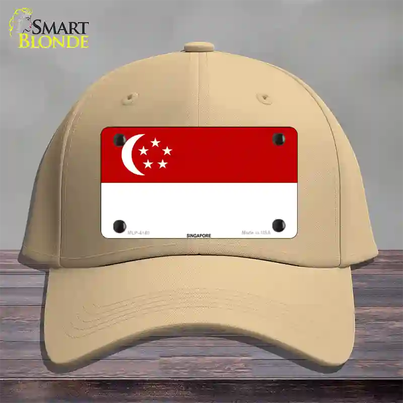 Singapore Flag Novelty License Plate Hat Cotton / Khaki