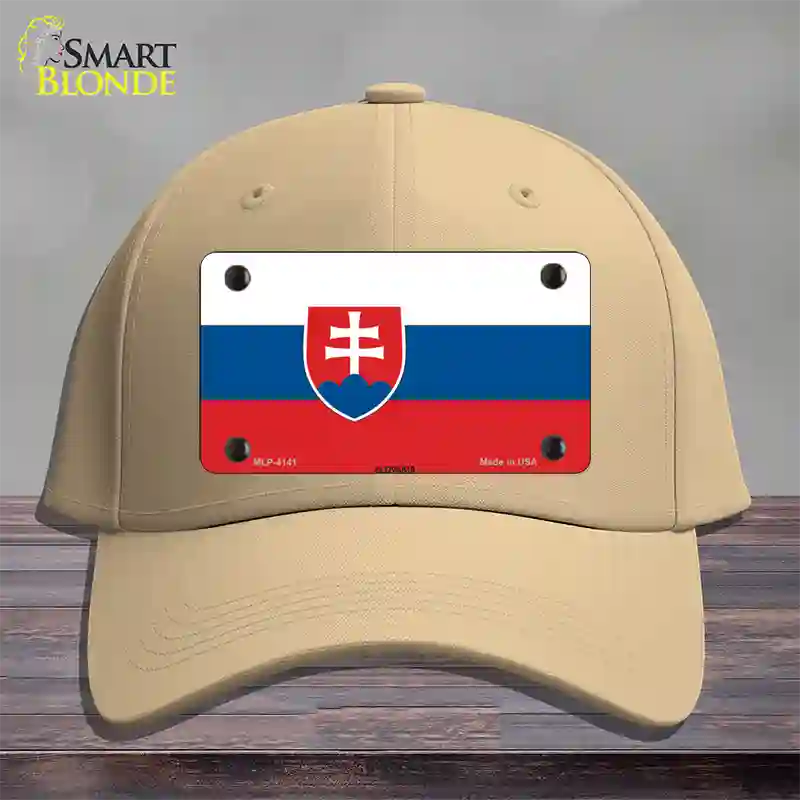 Slovakia Flag Novelty License Plate Hat Cotton / Khaki